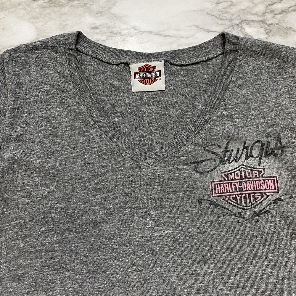 Harley Davidson STURGIS SOUTH DAKOTA Women's T Shirt Size S Gray Chest 16" L 26" - Picture 2 of 10
